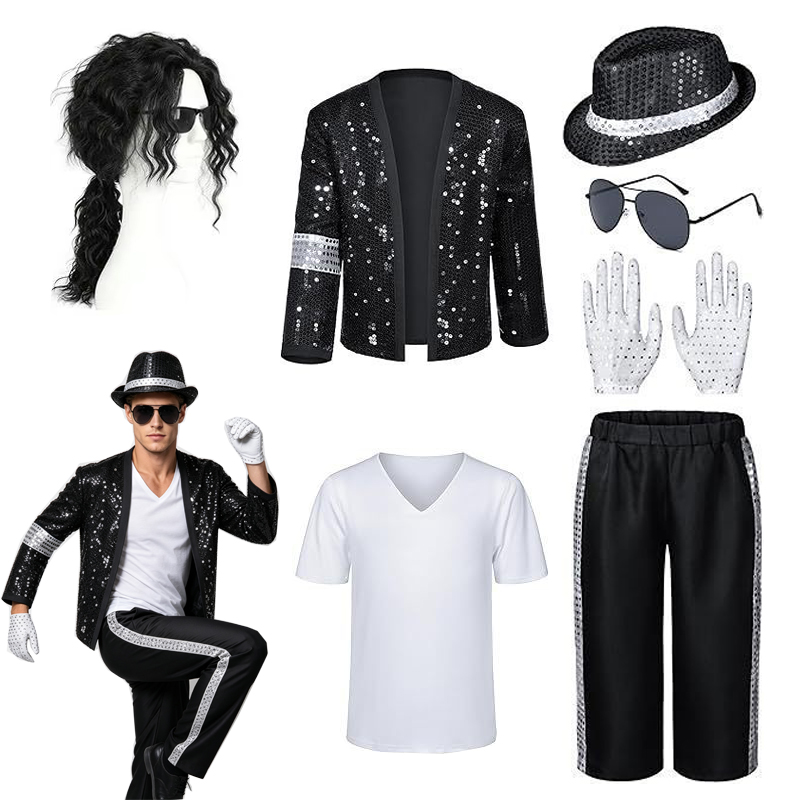 Women'S Fashion From The 80S - Costume da Michael Jackson per Adulti,