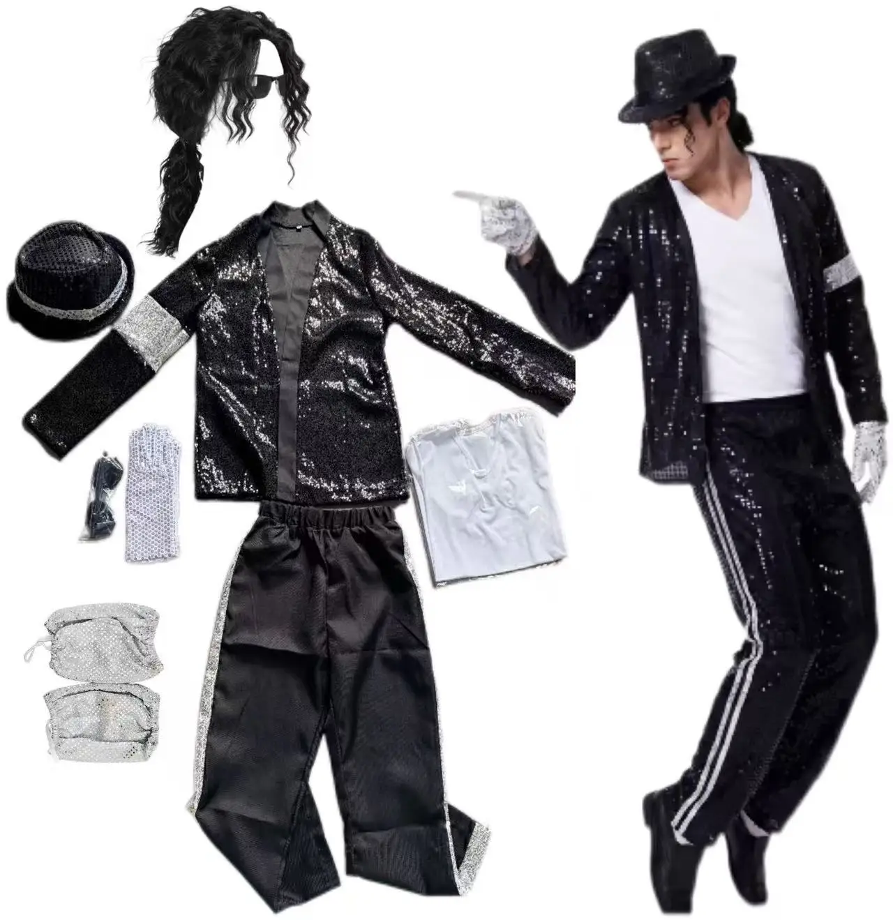 Women'S Fashion From The 80S - Costume da Michael Jackson per Adulti,
