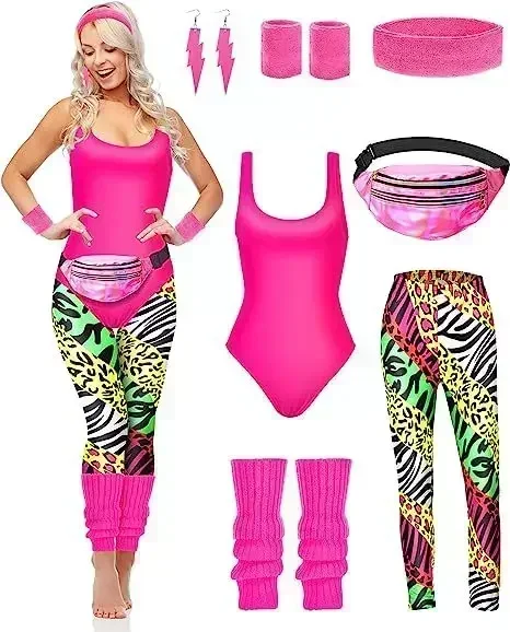 Women'S Fashion From The 80S - Set di 7 Accessori per Costume