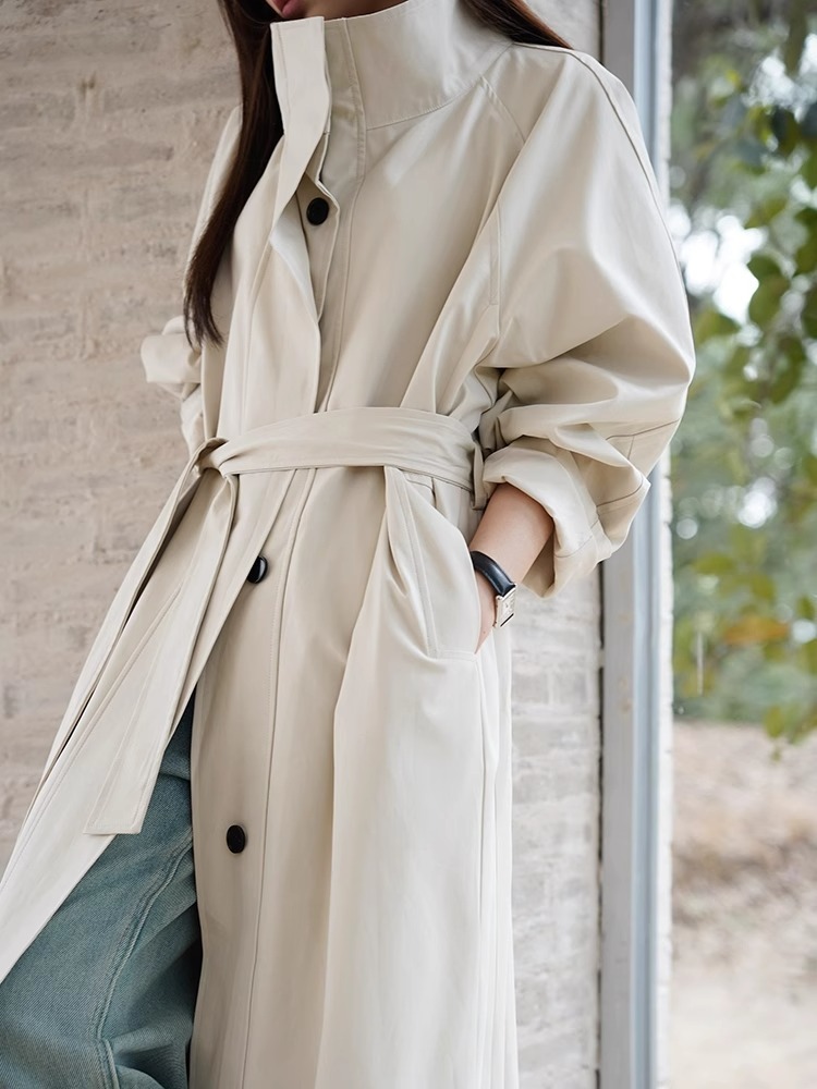 Women'S Fashion Raincoat - Marrone Trench da donna alla moda