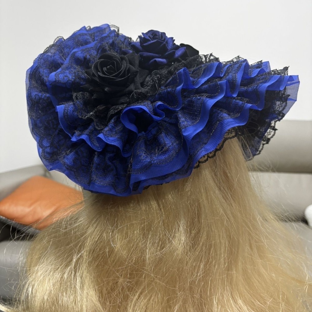 Women'S Fashion Victorian - Originale Cappello Lolita Nero Rosso Blu