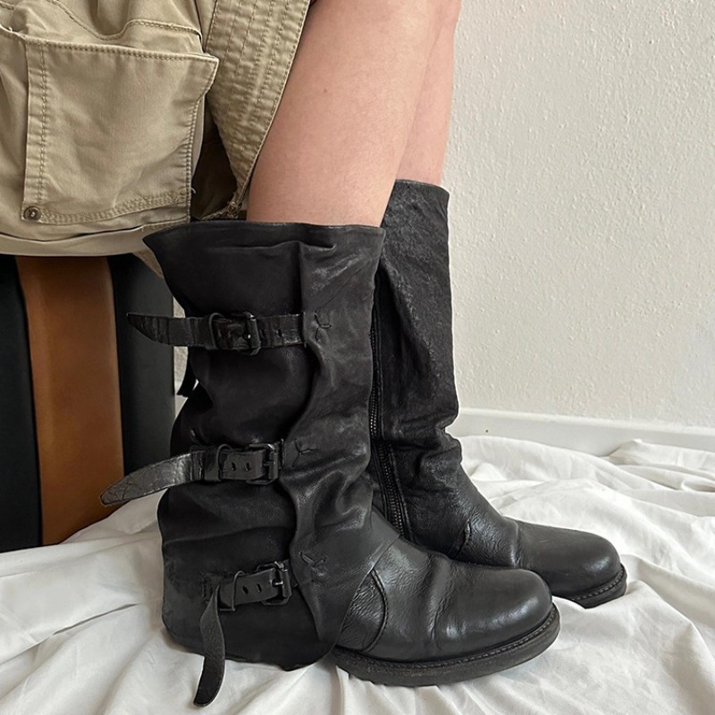 Women'S Fashion Leather Boots - Scarpe Classiche da Donna, Stivali Retrò
