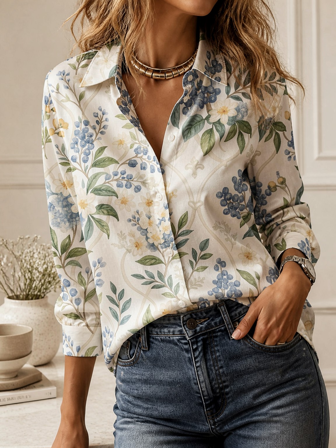 Camicetta Casual con Colletto, - Women Fashion Outfits recensione e prezzo