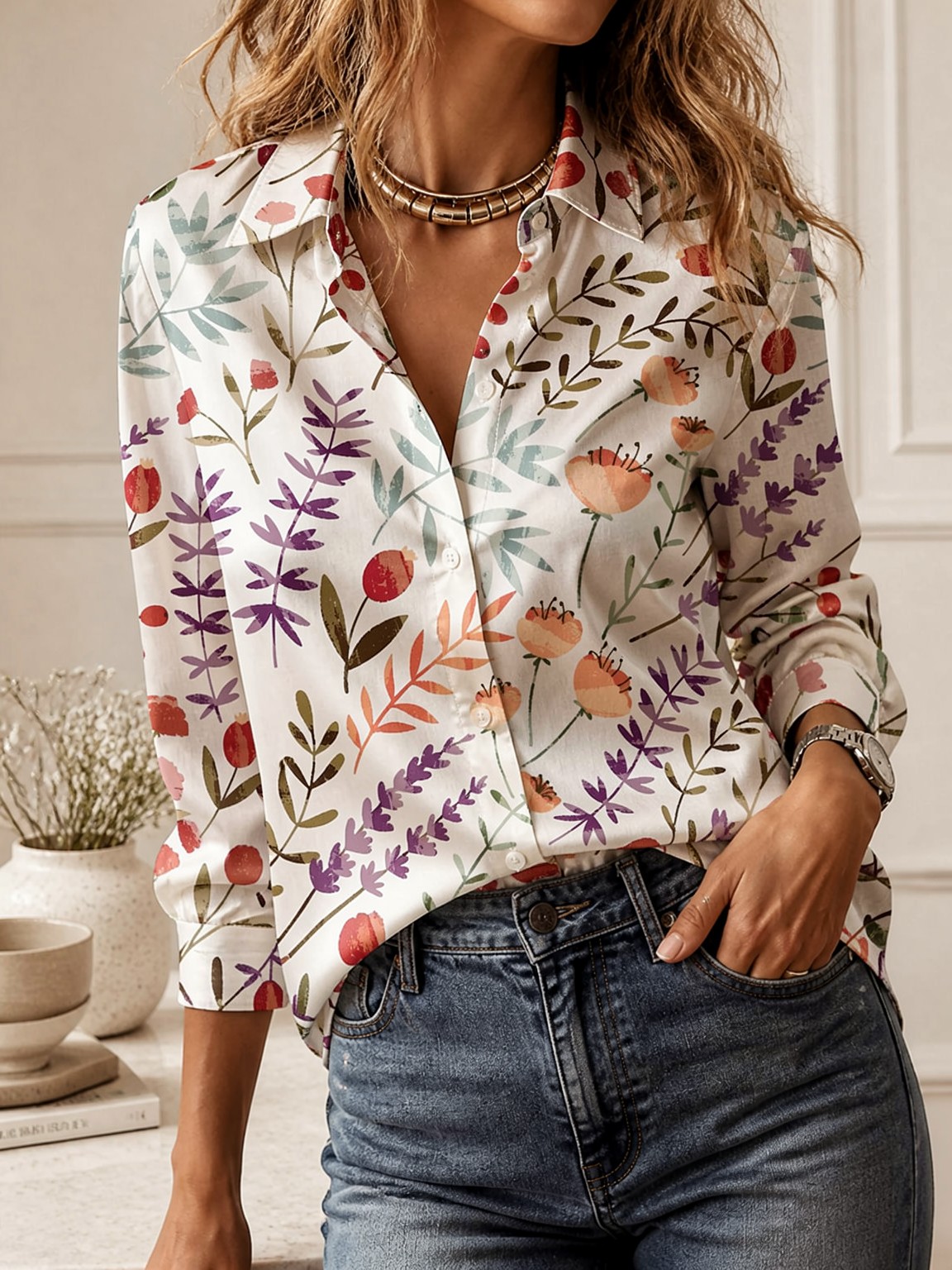 Camicetta Casual con Colletto, - Women Fashion Outfits recensione e prezzo